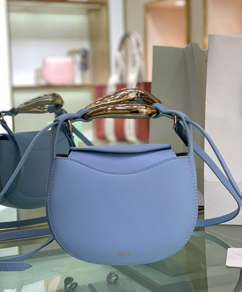 Chloe Kiss Small Purse Handbag Grain Calfskin Blue